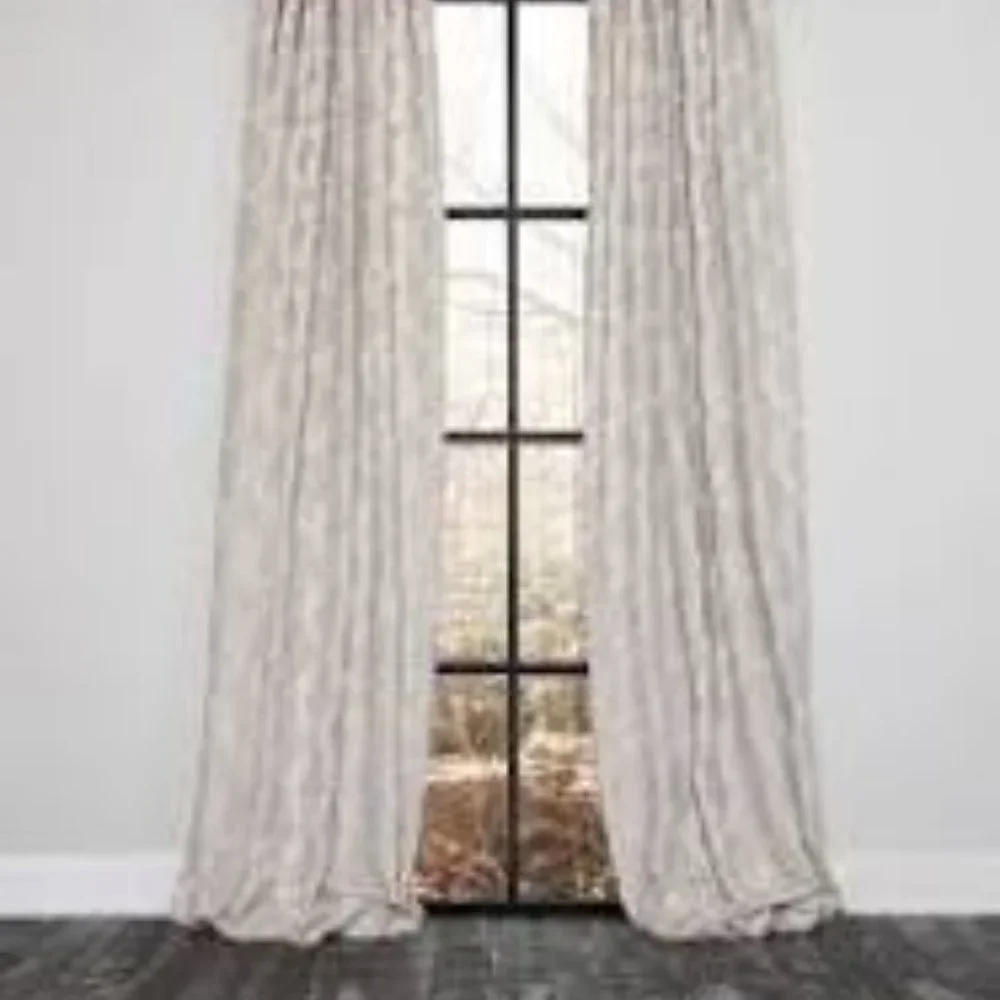 Manor Luxe Beige Floral ML-19305 Single Curtain Panel 52 in x 96 in NEW NIP